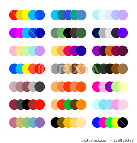 Diverse Collection of Modern Color Palettes in Circular Swatches Vector Illustration Diverse Collection of Modern Color Palettes in Circular Swatches Vector Illustration 126989388