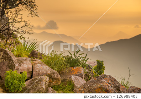 Golden Light Over Rocky Mountain Landscape in Angola 126989405