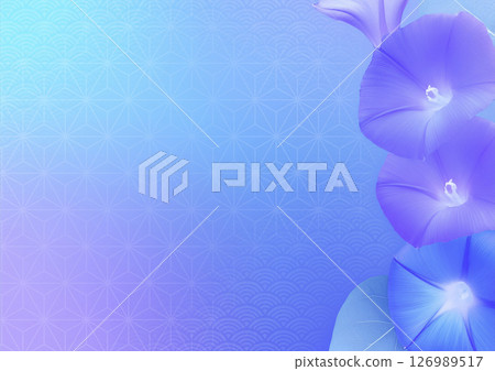 柔和的牽牛花印像以及藍色、淺藍色和紫色的漸變 126989517