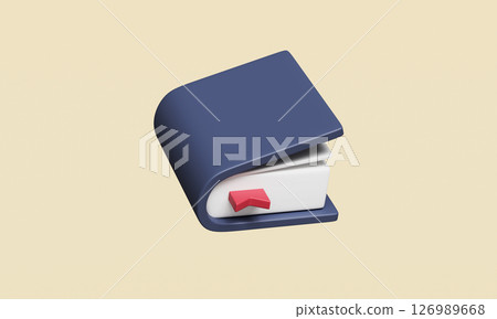 Navy Book and Red Bookmark Icon Mock up. 3D Rendering. Navy Book and Red Bookmark Icon Mock up. 3D Rendering. 126989668