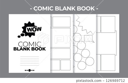 Printable Interior Pages KDP Comic Blank Book Vector Design Template 126989712