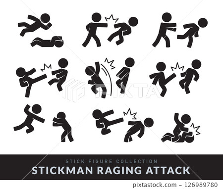 Stick Men in Combat Poses. Various pose of Stick Figure. Vector Illustration 126989780