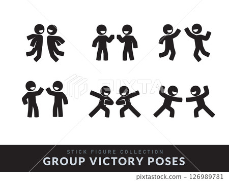 Stickmen Striking Triumphant Poses. Various pose of Stick Figure. Vector Illustration 126989781
