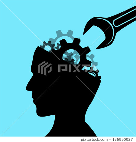 Wrench tool repairs gears in human head Wrench tool repairs gears in human head 126990027