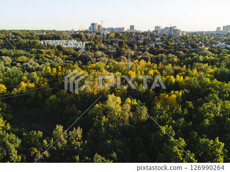 Aerial View of Green City Park and Skyline Aerial View of Green City Park and Skyline 126990264