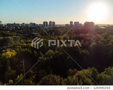 Aerial of Park and Cityscape with Sunny Sky 126990268
