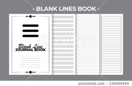 Printable Interior Pages KDP Dotted or Lines Book Vector Design Template 126990404