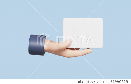 Hand and Blank Card Mock up. 3D Rendering. 126990519