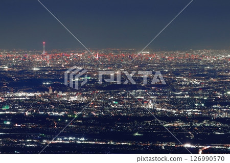 Night view of the Kanto Plain from Mt. Daisen 126990570