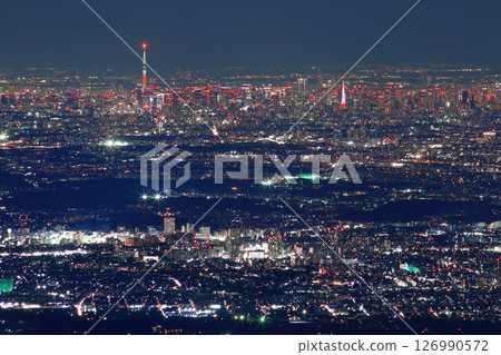 Night view of the Kanto Plain from Mt. Daisen Night view of the Kanto Plain from Mt. Daisen 126990572