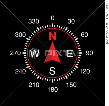 Compass icon on black background 126990890