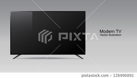 Modern digital TV isolated on gray background Modern digital TV isolated on gray background 126990892