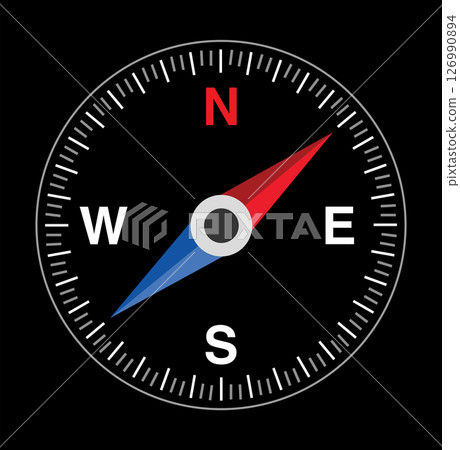 Compass icon on black background Compass icon on black background 126990894