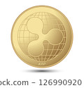 Cryptocurrency gold coin Ripple XRP. Isolated on a white background. Financial business. Vector illustration. 126990920
