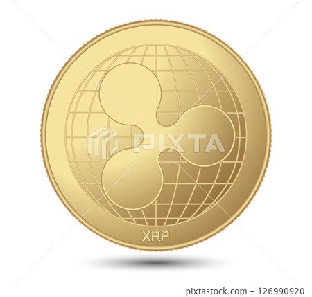 Cryptocurrency gold coin Ripple XRP. Isolated on a white background. Financial business. Vector illustration. Cryptocurrency gold coin Ripple XRP. Isolated on a white background. Financial business. Vector illustration. 126990920