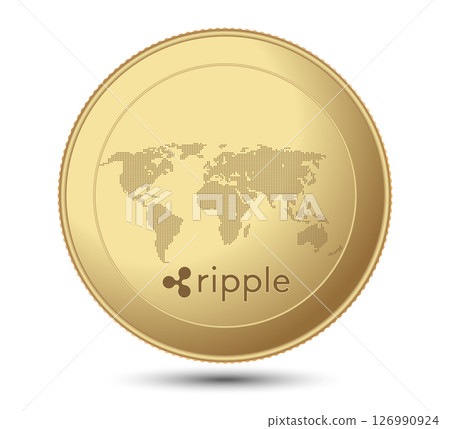 Cryptocurrency gold coin Ripple XRP. Isolated on a white background. Financial business. Vector illustration. Cryptocurrency gold coin Ripple XRP. Isolated on a white background. Financial business. Vector illustration. 126990924