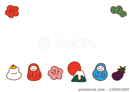 New Year's materials/illustration frame (color) 126991009