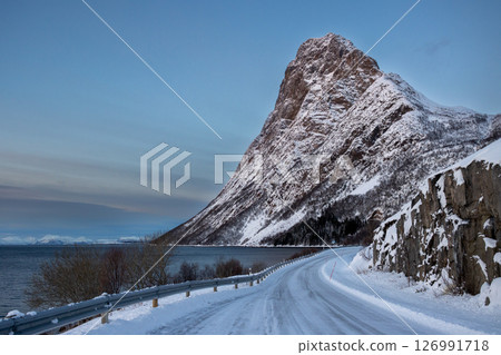 Mountain Toppen in the blue hour, Norway Mountain Toppen in the blue hour, Norway 126991718