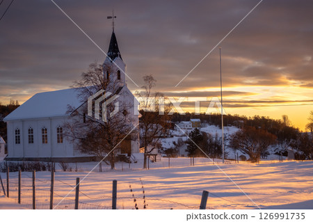 Church in the winter sunset, Norway Church in the winter sunset, Norway 126991735