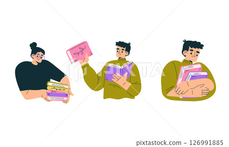 A Wide Variety of Unique Characters Enjoying the Activity of Reading Books Beautifully A Wide Variety of Unique Characters Enjoying the Activity of Reading Books Beautifully 126991885