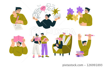 Creative individuals engaging in various arts that inspire collaboration in a vibrant community 126991893