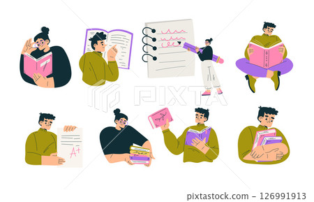 A Varied Collection of Reading and Educational Illustrations for Enhanced Learning Experience 126991913
