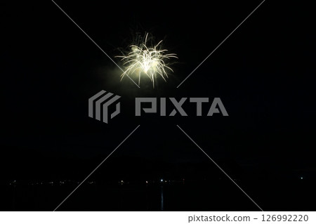 Fireworks display over the sea, Sea of Japan, Kasumi Fireworks, Hyogo Prefecture 126992220