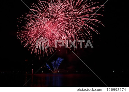 Fireworks display over the sea, Sea of Japan, Kasumi Fireworks, Hyogo Prefecture 126992274