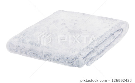 Watercolor illustration of a neatly folded white towel. Ideal for spa and wellness designs, skincare or bath-related visuals. Represents softness, cleanliness, and a calm self-care routine. Watercolor illustration of a neatly folded white towel. Ideal for spa and wellness designs, skincare or bath-related visuals. Represents softness, cleanliness, and a calm self-care routine. 126992423