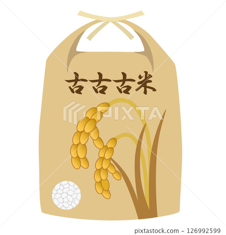 A bag of old rice with a design of ears of rice 126992599