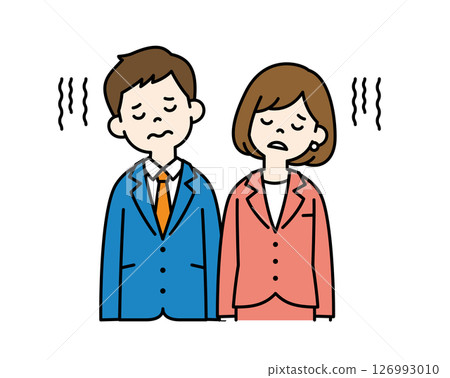 疲憊的商人向量插畫素材_男女套裝_顏色 疲憊的商人向量插畫素材_男女套裝_顏色 126993010