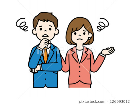 Vector illustration material of a businessman who is at a loss _ Men and women set _ Color Vector illustration material of a businessman who is at a loss _ Men and women set _ Color 126993012