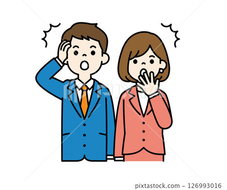 Vector illustration material of a businessman who is surprised at his carelessness_Men and women set_Color 126993016