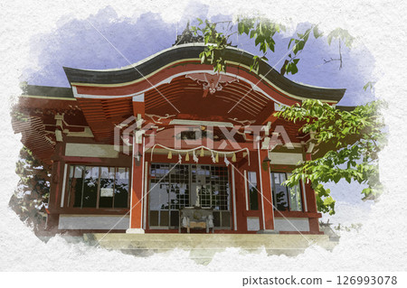 水彩風格井上八幡神社,拜殿,德島縣德島市 水彩風格井上八幡神社,拜殿,德島縣德島市 126993078