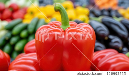 Red Bell Pepper at Farmers Market 126993535