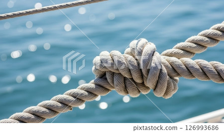 Rope Knot on Ocean Background 126993686