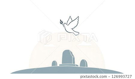 Dove of Peace over Graves, Minimalist Art 126993727