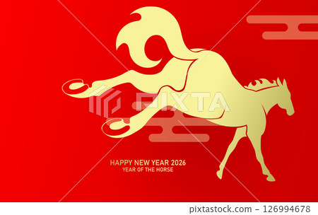 Year of the horse minimalist card racing horse Year of the horse minimalist card racing horse 126994678