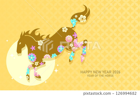 Zodiac horse silhouette with flowers pattern vector illustration Zodiac horse silhouette with flowers pattern vector illustration 126994682