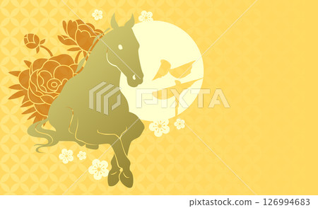Zodiac horse vector card with peonies flowers Zodiac horse vector card with peonies flowers 126994683