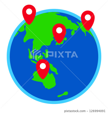 Globe and map pins Globe and map pins 126994891