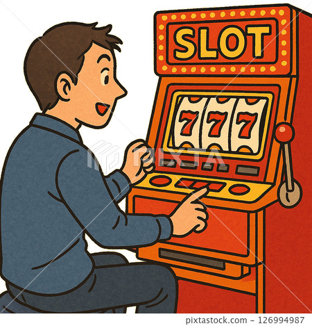 玩老虎機的男人 126994987