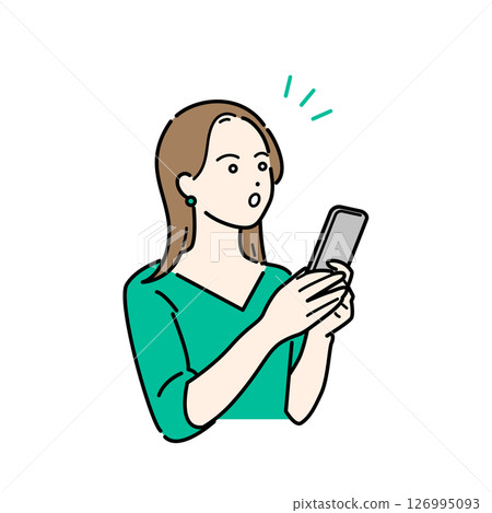 一位年輕女子在智慧型手機上搜尋資訊的插畫素材 一位年輕女子在智慧型手機上搜尋資訊的插畫素材 126995093