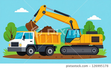 [Adobe Firefly] Excavator and dump truck working scene 7 126995178