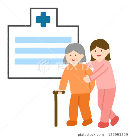 去醫院的老人和陪同的婦女 126995239