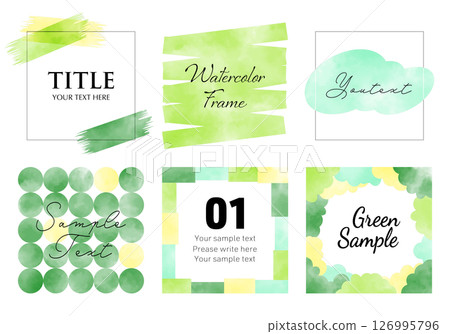 Watercolor stylish square vector frame set (green, fresh green, summer image) Watercolor stylish square vector frame set (green, fresh green, summer image) 126995796
