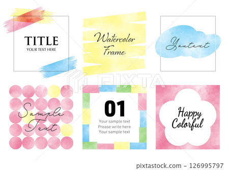 Colorful watercolor stylish square vector frames set Colorful watercolor stylish square vector frames set 126995797