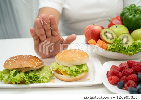 Junk food no good health eating for diet. 126995815