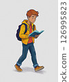 Student reading a book while walking 126995823