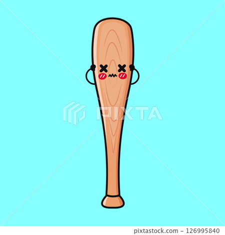 Cute Baseball Bat cartoon character with expressive face, perfect for playful sports content. Cute Baseball Bat cartoon character with expressive face, perfect for playful sports content. 126995840